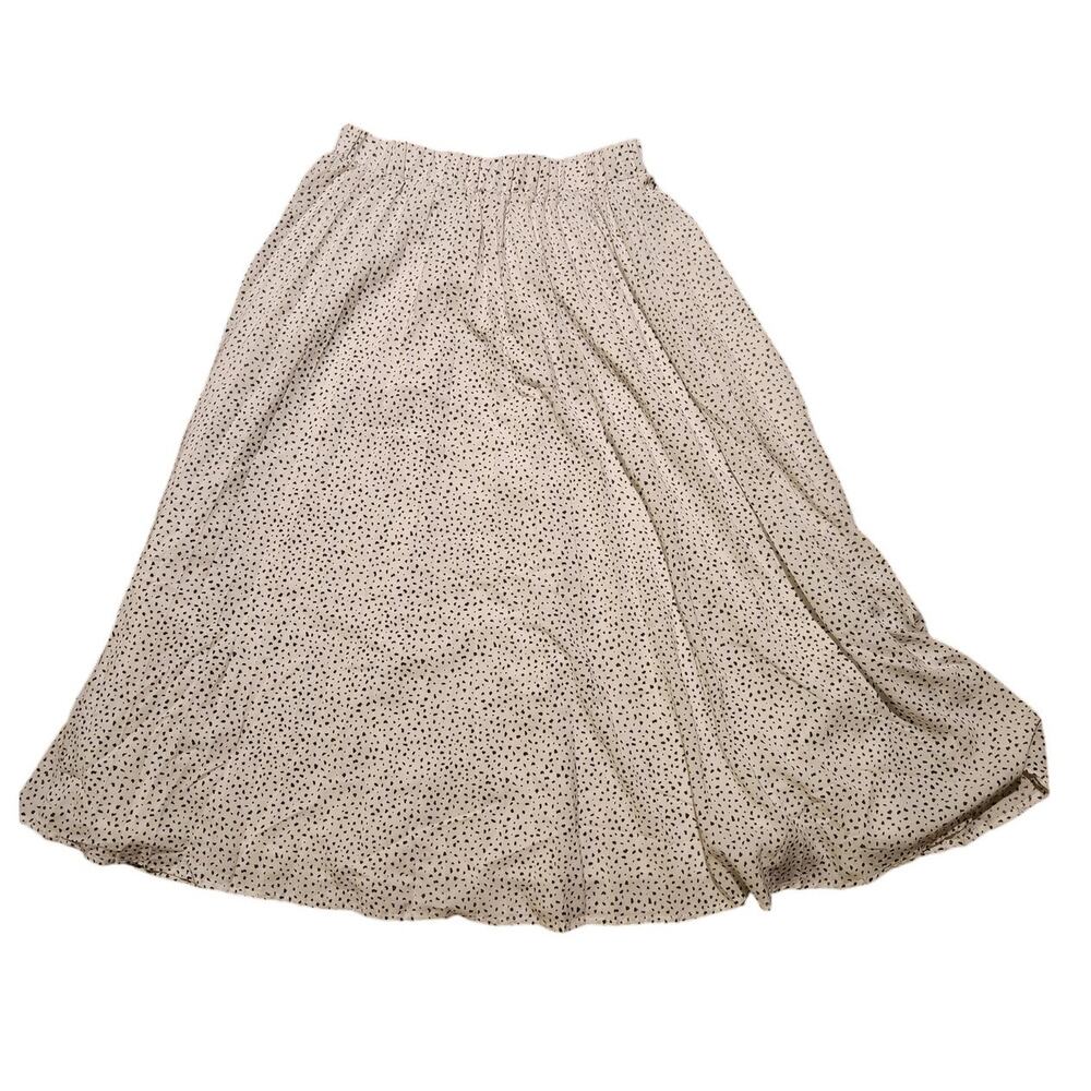 A New Day Polka Dot speckled Skirt Womens Medium White Black Elastic Waist